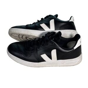 VEJA V-10 Sneakers Black Leather White V Logo Men Size 9 US 42 EUR